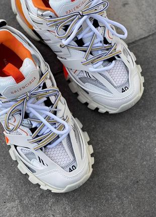 Біло-сірі кросівки баленсіага трек унісекс balenciaga track silver orange