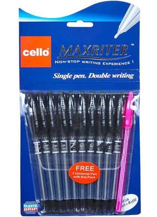 Ручка олійна maxriter cello 727+1(black), чорна 10 штук в упаковці