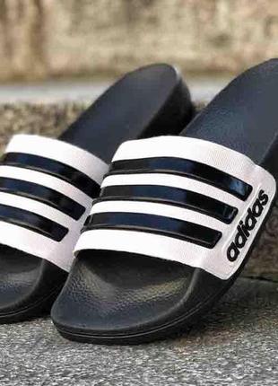 Adidas adilette black white1 фото