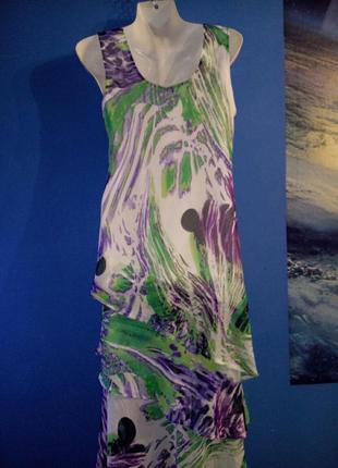 👗 в квіточку багатоярусне легке, невагоме сукня сарафан з крепдешину шифону асиметрія6 фото