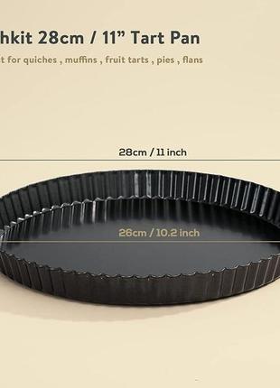 Форма для киша highkit 28 см, с подъемным основанием выпекания   и антипригарным покрытием, кругла/28 × 3cmя,2 фото