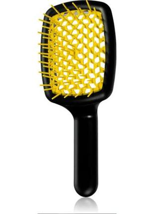 Щітка для волосся janeke curvy "m" vented brush чорна з жовтим