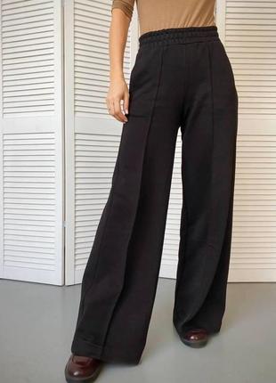Стильные женские штаны палаццо петля широкие р. xs, s, m, l, xl (40-50) не кашлатятся чорные1 фото
