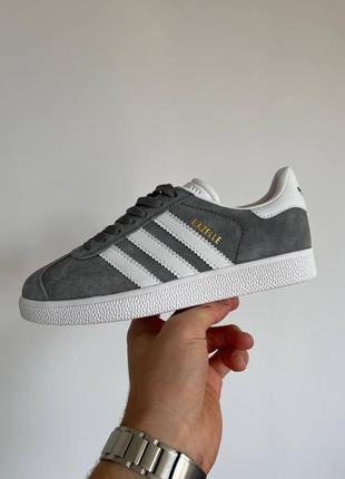 Кроссовки серые классические адидас газель унисекс adidas gazelle grey1 фото