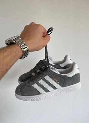 Кроссовки серые классические адидас газель унисекс adidas gazelle grey5 фото