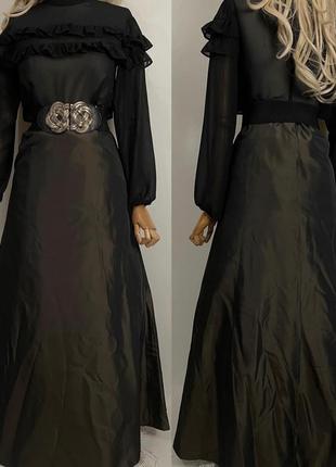 Винтажная длинная юбка макси а-силуэта с красивым блеском на подкладке готика готический викторианский эдвардийский стиль1 фото