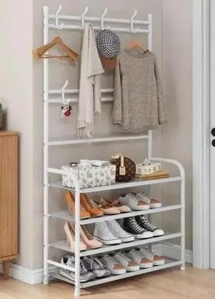 Универсальная вешалка для одежды new simple floor clothes rack size 60x29.5x151 см белый2 фото