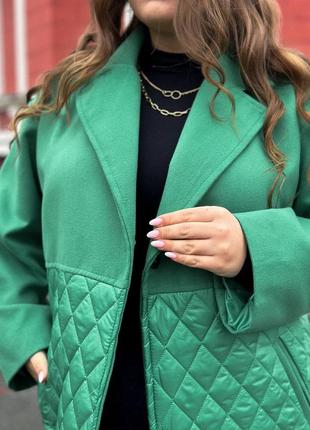 Женское стильное трендовое комбинированное пальто весна осень2 фото