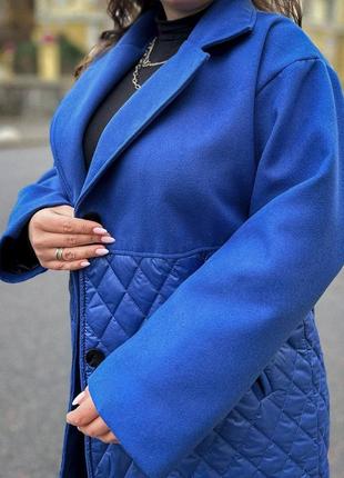 Женское стильное трендовое комбинированное пальто весна осень5 фото