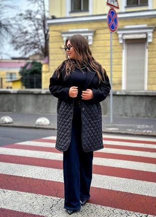Женское стильное трендовое комбинированное пальто весна осень7 фото
