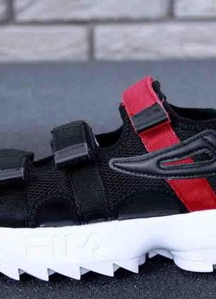 Fila sandals black/white/red