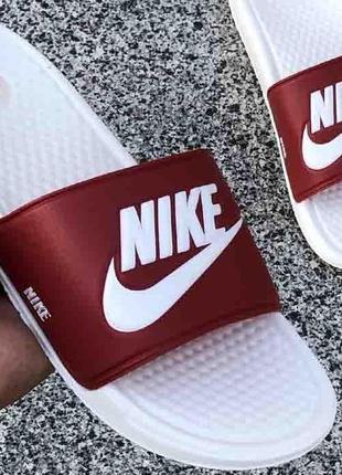 Nike benassi white logo bordo