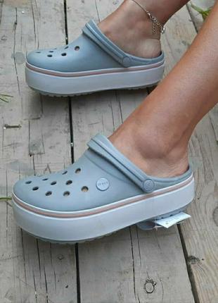 Crocs crocband platform clog grey крокс платформа серые1 фото