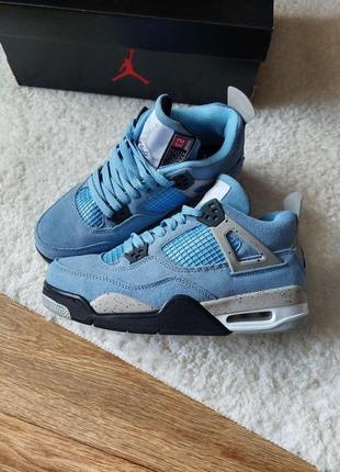 Кросівки сині найк джордан ретро 4 унісекс nike air jordan 4 retro se university blue tech grey white