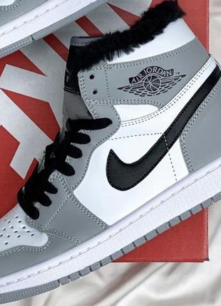 Jordan 1 grey мех