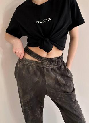 Женские весенние штаны джогеры на резинке тринить размеры 42-483 фото