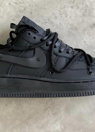 Чёрные кроссовки найк эйр форс унисекс nike air force 1 low black off white shoelaces custom 36