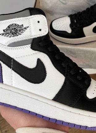 Jordan retro 1 black violet white leather 36