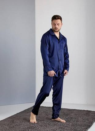 Пижама мужская шелк синий s