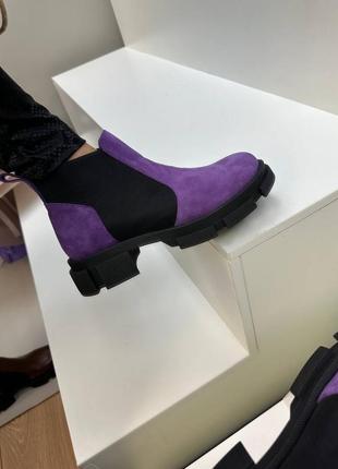 Эксклюзивные ботинки из итальянской кожи и замши женские челси3 фото