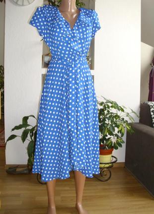 Модное платье синего цвета в горошек,бренд anne cale1 фото