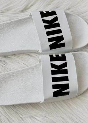 Білі шльопанці літо найк слайдс лого жіночі nike slides big logo white 36