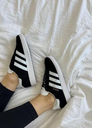 Кроссовки черные классические адидас газель унисекс adidas gazelle black7 фото