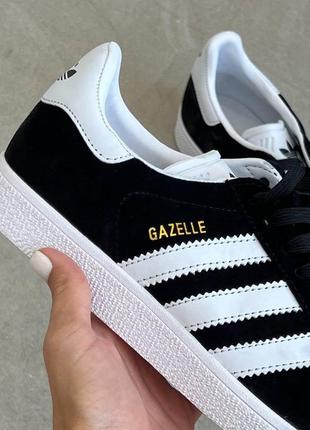 Кроссовки черные классические адидас газель унисекс adidas gazelle black8 фото