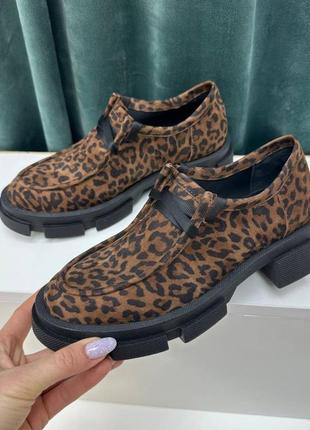 Эксклюзивные туфли лоферы из натуральной итальянской кожи и замши женские на шнурках