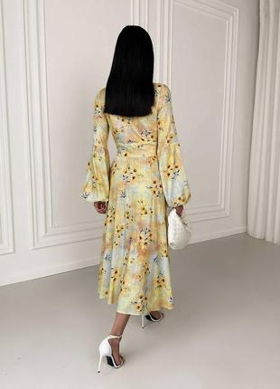 Накладной платеж ❤ хлопковое платье миди на пуговицах с рукавами фонариками в цветочный принт3 фото