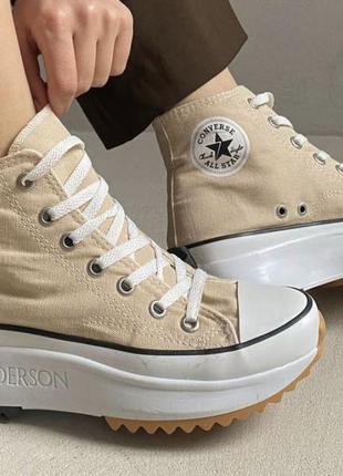 Converse run star hike hi beige1 фото