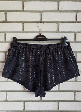 Шорти для дома та сну чорні базові батал з накаткою тисненням під принт зебри (4324)