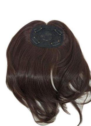 Накладка из искусственных волос постиж темно-коричневая для редких волос шиньон2 фото