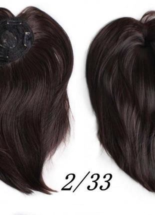 Накладка из искусственных волос постиж темно-коричневая для редких волос шиньон3 фото