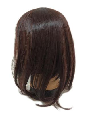 Накладка из искусственных волос постиж темно-коричневая для редких волос шиньон4 фото