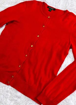 Яркий красный кардиган lauren ralph lauren с золотой фурнитурой2 фото