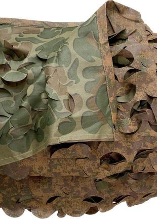 Маскировочная сетка 3х6м двухсторонняя двойная. зелёная с коричневым листья №1 / осень №2