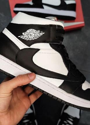 Jordan 1 x cactus jack  black/white мех ( мутон)