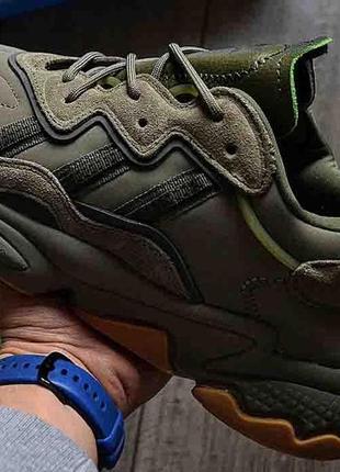 Кожаные кроссовки адидас озвиго хаки унисекс adidas ozweego adiprene pride khaki 38