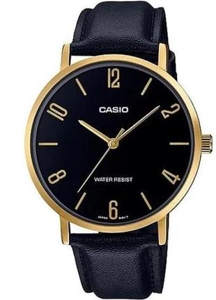 Мужские часы casio classic mtp-vt01gl-1b2udf, черный с золотистым