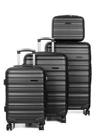 Комплект из 4х чемоданов поликарбон франция большой, средний, маленький, бьюти кейс worldline 628