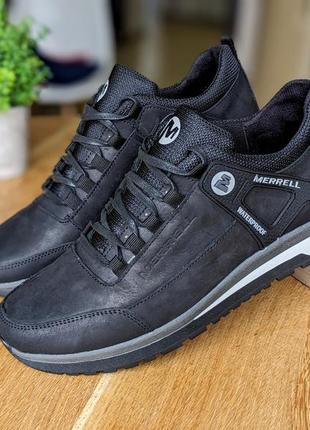Крепкие и комфортные мужские кроссвки мерелл из натуральной кожи. удобная обувь на каждый день