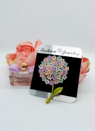 ✨🌺 необычайно нежная красивая брошь-кулон "гортензия мультиколор" цветы цветок кристаллы2 фото