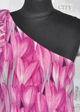 Романтичное цветочное платье на одно плечо из натурального шелка belle2 фото