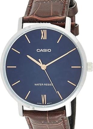 Мужские часы casio classic mtp-vt01l-2budf, коричневый с серебристым