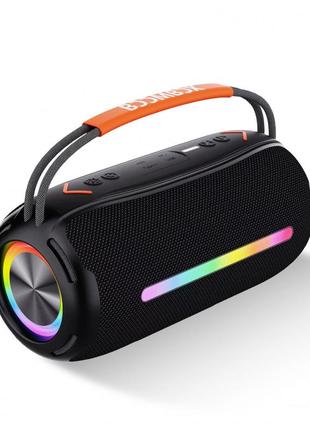 Портативна колонка boomsbox 360 bt/tf/usb/aux з підсвічуванням 20 вт, чорна