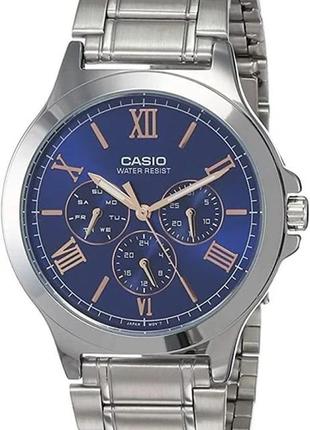 Мужские часы casio classic mtp-v300d-2audf, серебристые с синим