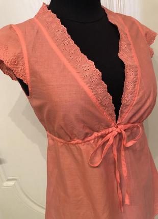 Персикова бавовняна блуза