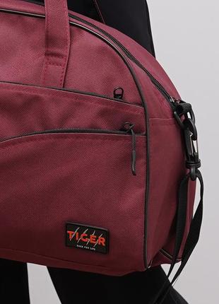 Небольшая текстильная бордовая сумка tiger повседневная спортивная сумка унисекс сумка дорожная2 фото