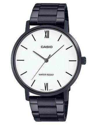 Чоловічий годинник casio classic mtp-vt01b-7budf, чорний з білим